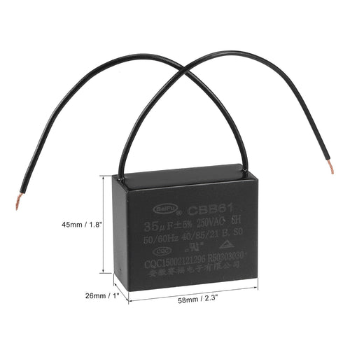 uxcell 3Pcs Ceiling Fan Capacitor CBB61 35uF 250V AC Metallized Polypropylene Film for Electric Fan Pump Motor