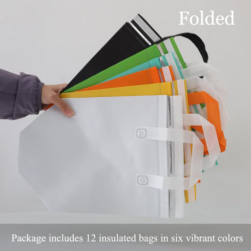 Chanseen 12Pcs Disposable Insulated Lunch Bag Cooler Bag Thermal Grocery Take Away Bags for Food Delivery Party Drink