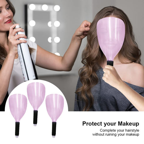 NOWHYX 3 Pcs Barber Salon Face Shield,Plastic Hairdressing Shield with Sponge Handle Reusable Hairspray Protector