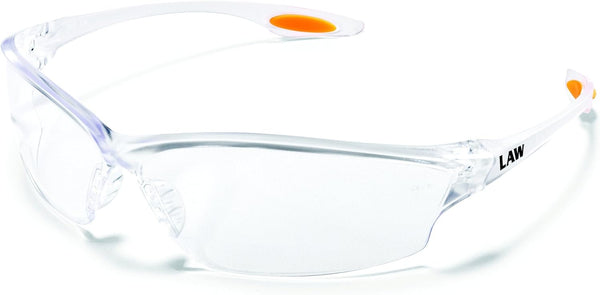 MCR LW210 Crews Law 2 Safety Glasses, Clear Frame, Clear Lens, 1 Pair
