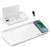Varhomax Glass Desk Whiteboard with Wireless Charger, Desktop Dry Erase Board with Storage, Memo Notepad for Home Office