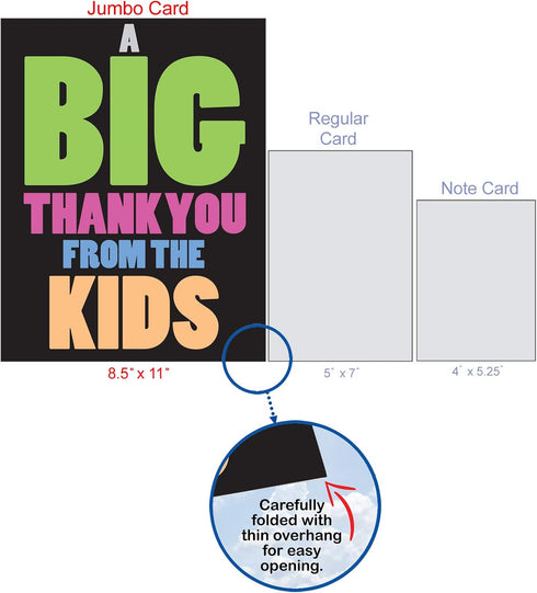 NobleWorks Big Thanks From The Kids, Teacher Parent Thank You Greeting Card with Envelope, Extra Large
