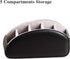 5 All-in-One Leather TV Remote Control Holder Black with Compartments Nightstand Desktop DVD Media Player Remote Caddy