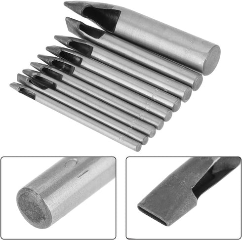 9Pcs Hollow Hole Punch Set, Leather Oval Shape Hole Punch Cutter for DIY Tool, 2mm