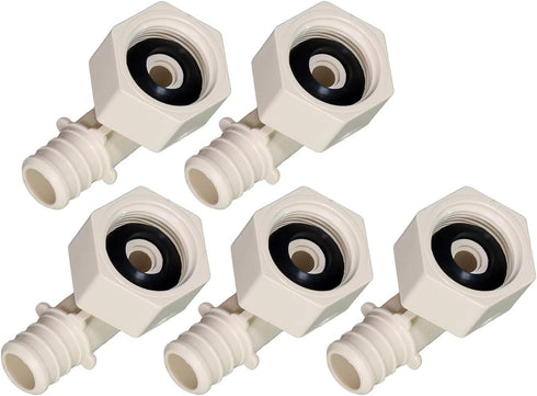 QQTM1212-5 Plastic Poly Alloy 90 Degree Swivel Elbow PEX x FPT Barb Pipe Fitting | 1/2'' x 1/2'' White (5 Pack)