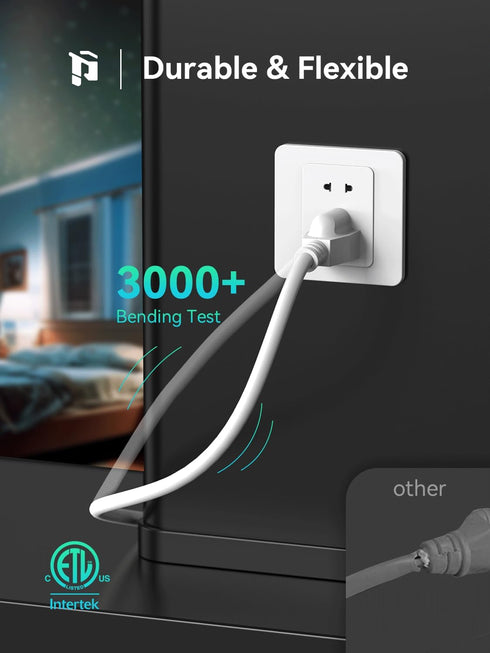 3 FT Extension Cord Black, 2-Pack Short Power Cord, Indoor/Outdoor 16 Gauge 3 Prong Grounded Wire