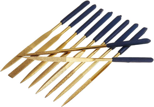 YAKAMOZ 10Pcs Titanium Diamond File Set, Fine Round Needle Files for Metal Wood Stone Glass Jewelry