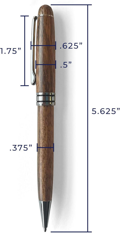 Premium Walnut Wood Ballpoint Pens with Silver Accents in Gift Box, 2 Pack Executive Office Supplies