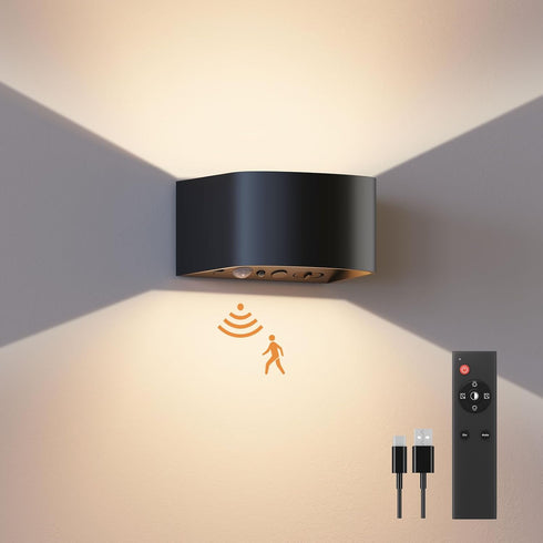 FULEN Motion Sensor Wall Lights with Remote Control 3 Colors Wireless Wall