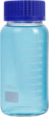 3 Pack 1000 mL Wide Mouth Graduated Round Reagent Media/Storage Lab Glass Bottle with GL80 Blue Cap