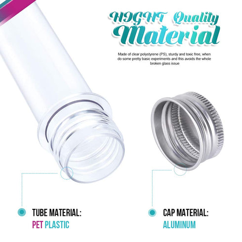 HNYYZL Bestsupplier 30 Pack Clear Plastic Test Tubes 40 ml 25x140mm, Gumball Candy Tubes, Bath Salt Vials