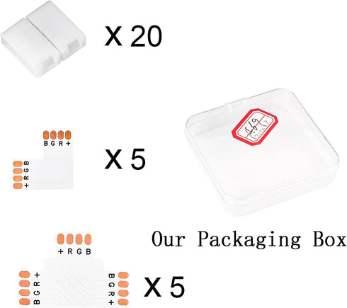 SUPERNIGHT 4Pin LED Light Connectors, 10mm Wide Right Angle Corner T-Shape Adapter for RGB Led Strip Lights
