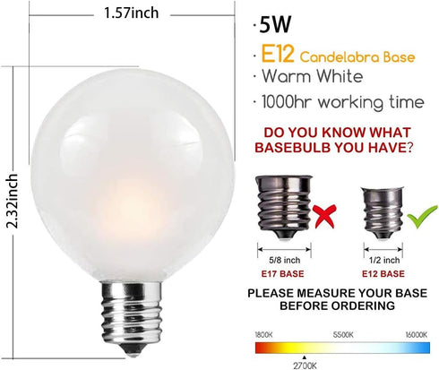 25Ft G40 27 Bulbs, 5 SUNSGNE Outdoor Patio String Lights with Frosted White Globe Waterproof Connectable Hanging String