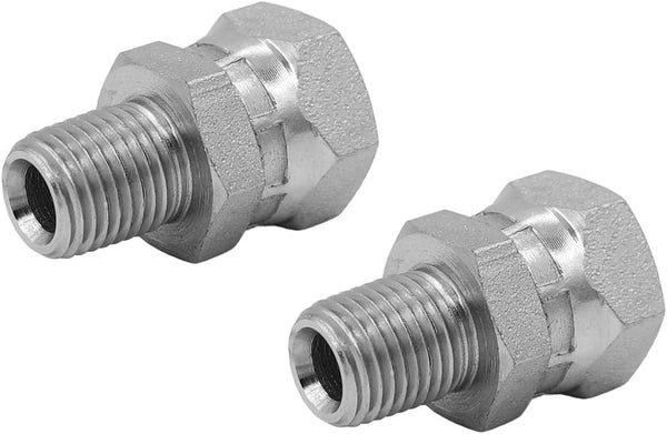 (2-PACK) 1404-04-06 Hydraulic Hose Adapter Fitting, 1/4" Male x 3/8" Female Swivel Carbon Steel