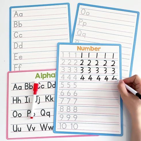 Double Sided Dry Erase Handwriting Practice Boards, Alphabet A-Z and Number 1-10 Tracing Board for Kids