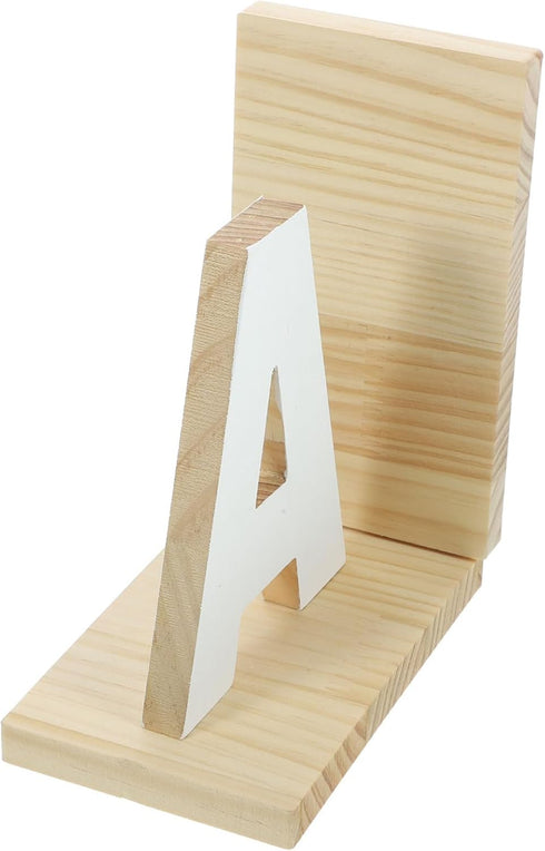 KALLORY Letter a Shaped Wooden Book Holder Book End for Desk Stylish Reading