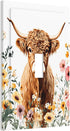 HTSAHKV 3 5 Inch Cute Highland Cow Flower Wall Plate Light Switch Cover Single Gang Outlet Faceplate Print Plate Cover