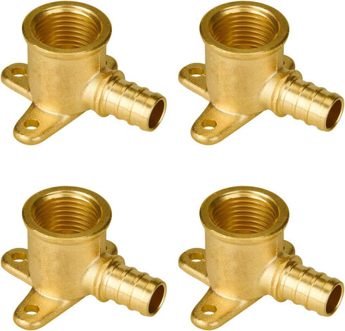 SUNGATOR 4-Pack Pex Drop Ear Elbow 1/2", Pex Fittings 1/2 inch Drop Ear, No Lead Brass