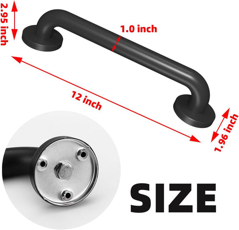 Metal Industrial Stairs Grab Wall Handrail Staircase Steps Indoor Exterior Outdoor Deck Hand Rail Safety Grab Bar (Matte Black) Handle for Stairs Bars Wall Elderly Grab Frame Pipe (12 Inch 1 Pack) by Sahans