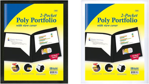 BAZIC 2-Pockets Poly Portfolio with View Cover