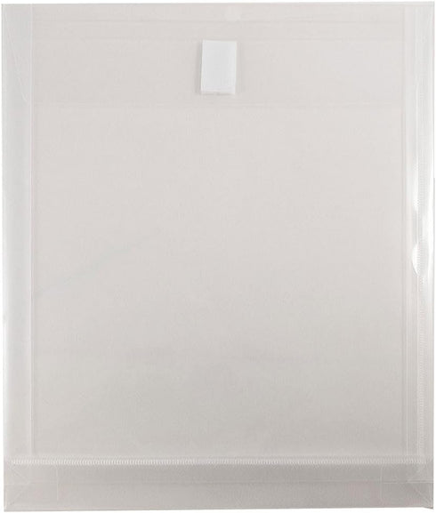 JAM PAPER Plastic Expansion Envelopes with Hook & Loop Closure - Clear - Letter Open End - 9 3/4 x 11 3/4 with 1 Inch