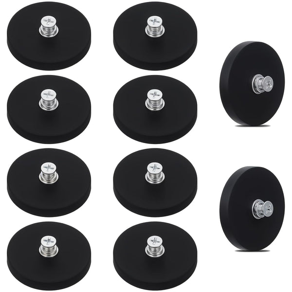10Pcs Rubber Coated Anti-Scratch Mounting Magnets, 30LBS Neodymium Magnet Base with M5