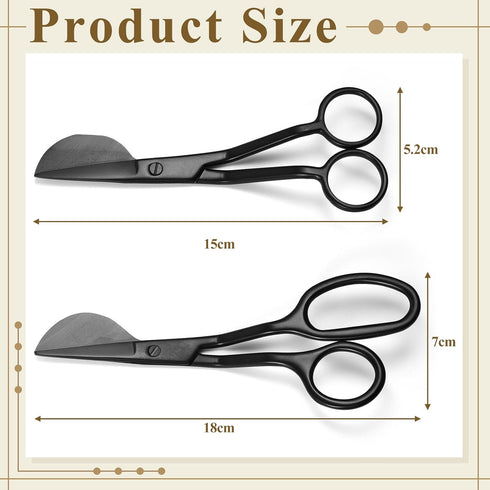 2 Pieces Duckbill Shears 6 and 7 Inches Duckbill Applique Scissors Bent Curved Offset Handle Duckbill Scissors for Carpet Pile, Art, Crafting, Fabric, Thread