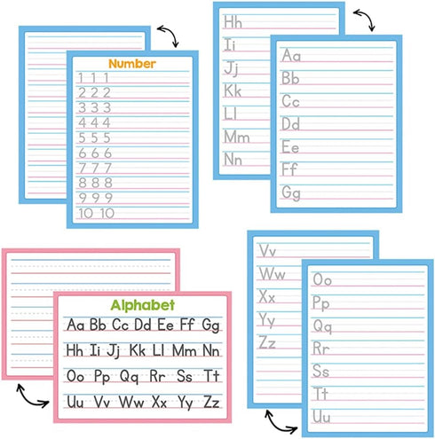 Double Sided Dry Erase Handwriting Practice Boards, Alphabet A-Z and Number 1-10 Tracing Board for Kids