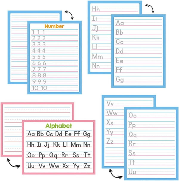Double Sided Dry Erase Handwriting Practice Boards, Alphabet A-Z and Number 1-10 Tracing Board for Kids