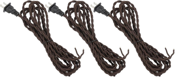 uxcell 3 Pcs 12Ft 18/2 Twisted Cloth Covered Lamp Cord, Vintage Fabric Electrical