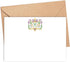 Designing Moments Custom Mardi Crest Monogram Flat Cards, Watercolor Mardi Gras Green and Purple