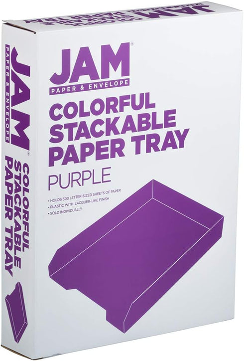 JAM PAPER Purple Stackable Paper Trays - Desktop Document, Letter, & File Organizer Tray - Sold Individually