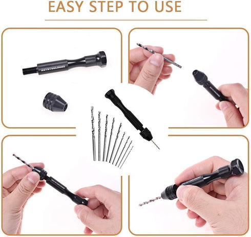 Precision Pin Vise Hand Drill with 25pcs Micro Twist Drill Bits Set for DIY Assembling