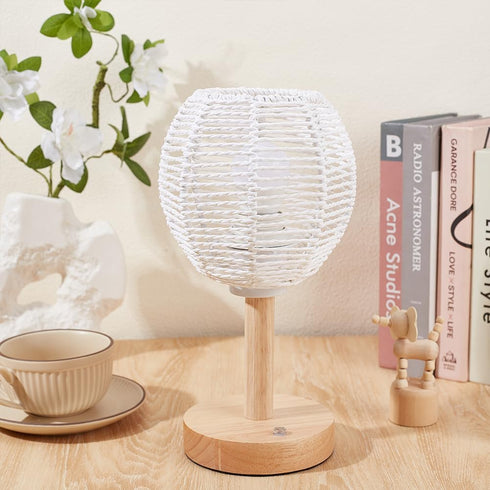 BENECREAT Small Boho Shades Replacement, White Paper Cord Lampshade Woven Pendant Light Covers Retro Lampshade