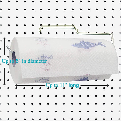 1 Pack Sturdy Steel Pegboard Paper Towel Holder, Hook to Anywhere Standard Pegboard, Pegboard Accessory for Workshop,