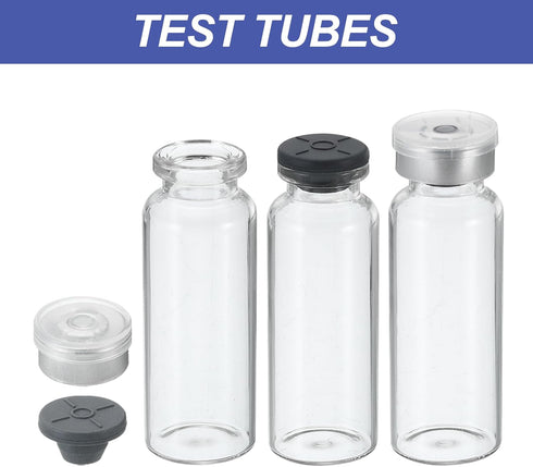 PATIKIL 20ml Sample Vials, 8 Pack Lab Empty Vials with Butyl Rubber Stopper and Crimp Top Caps