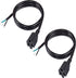 MEIRIYFA 18 Gauge 3 Prong Female NEMA 5-15 Plug Heavy Duty Cord, 10A 110V 115V 120V, 2PCS (3.3FT)