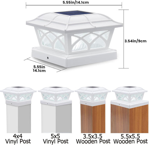 2 8 4x4 5x5 6x6 (1 Pack) SIEDiNLAR Solar Post Cap Lights Outdoor Glass Color Modes LEDs for Posts Fence Deck Patio