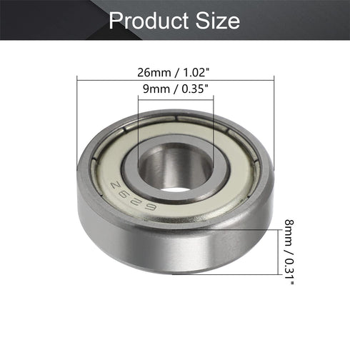 Othmro Deep-Groove Ball Bearings,10Pcs 629ZZ Deep Groove Bearings 9x26x8mm Ball Bearing Double Plastic Sealed Carbon Steel Deep Groove Bearing for Scooters Dental Equipment Robotics Elevators