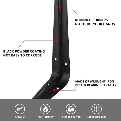 20 Pack 12 Inch Heavy Duty Black Iron Metal Floating Shelves Bracket, L Corner Brace Support, J Metal Joint Angle