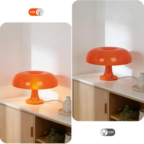 13.8 Inch 3 Retro Orange Mushroom Table Lamp, Color Change, Mid-Century Modern Bedside Lamp, for Bedroom Living Room