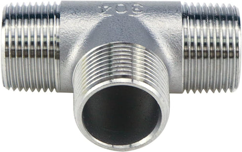 Tee Pipe Fittings 304 Stainless Steel Tee, 3/4" x 3/4" x 3/4" Male NPT Thread Adapter, 1 Pack
