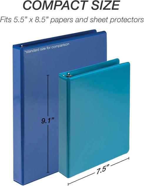 Samsill Economy 1 Inch Mini 3 Ring Binder, Made in The USA, 9.1” x 7.5”, Assorted Fashion, 6 Pack