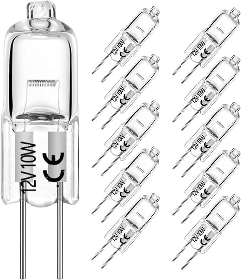 G4 Halogen Bulbs 10W 12V: T3 JC Type 2 Pin Base Replacement for Landscape Lighting (10 Pack)