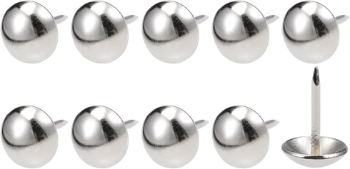 Upholstery Nail Tacks, 120Pcs Iron Round Thumb Push Pins for House Construction, Silver Tone