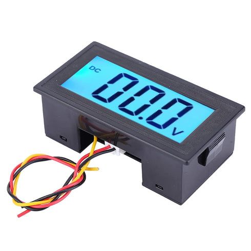 YB5135D LCD DC Voltmeter, Digital Three Wire Voltage Meter Monitor, Blue Backlight, ABS Waterproof Shell, DC0-500V