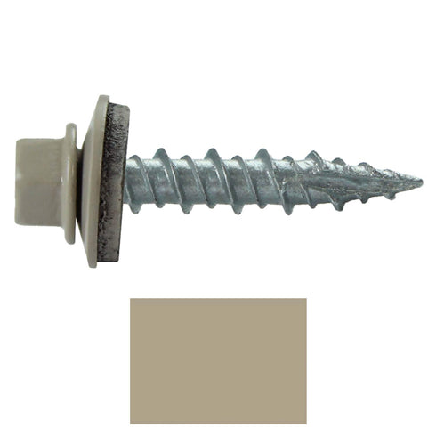 Metal ROOFING SCREWS: (250) 10 x 1" Ash Gray Hex Head Sheet Metal Roof Screw with EPDM Washer