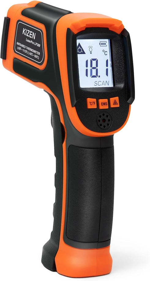 Kizen Infrared Thermometer Gun (LaserPro LP300) - Handheld Surface Thermometer for Griddle, Grill, Oven, Engine, A/C -
