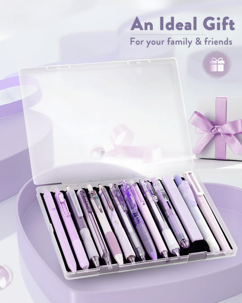 Four Candies 14Pack Pastel Gel Ink Pen Set, Cute 0.5mm Fine Point Pens, 12 Pack Black Ink with 2 Highlighters