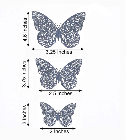 12PCS 3D Efavormart Navy Blue Butterfly Wall Decals - Sparkling Glitter & Diamond Mural Stickers - DIY Removable Art